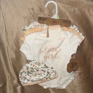 Baby Essentials Baby Girl 5-Piece Pink Floral Outfit Set “Mama’s Girl” 3 months